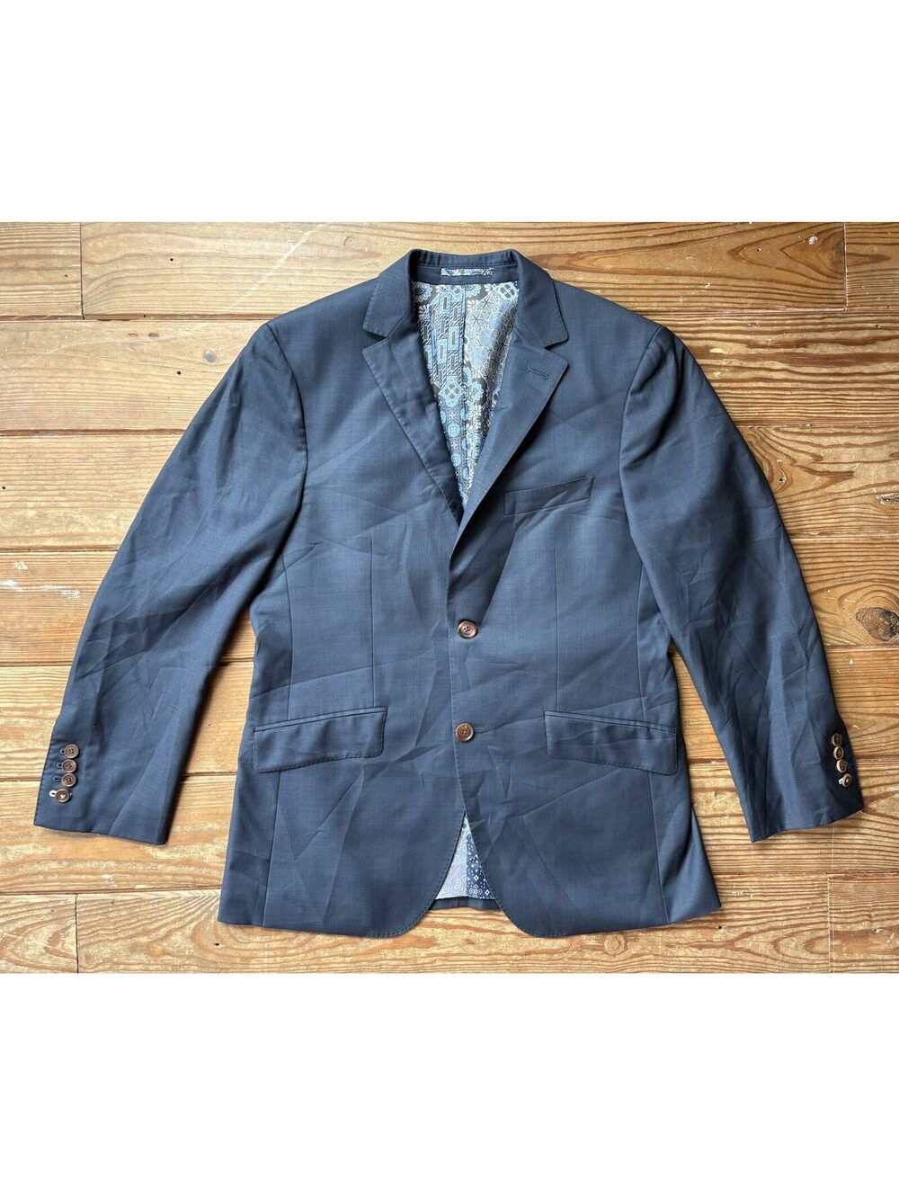 Sebastien Grey Clothiers Men’s 100% Wool Hand Tailored Blazer Blue Gray XS Slim